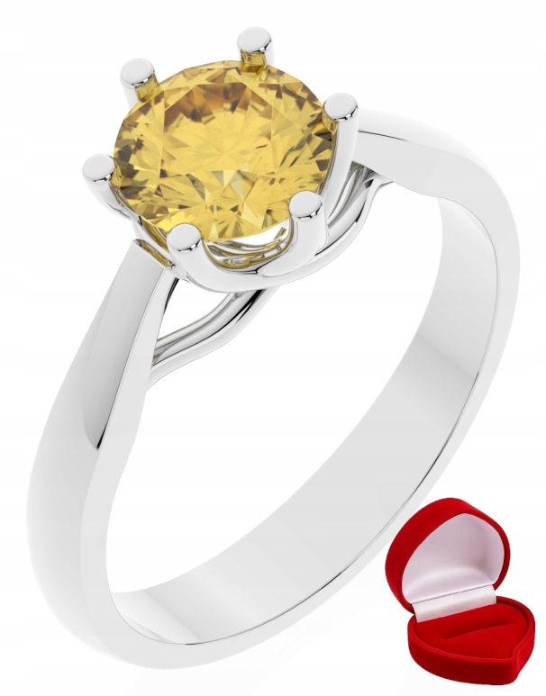 Zlatý Prstýnek 585 14k Safír 1 ct Bílé Zlato R25