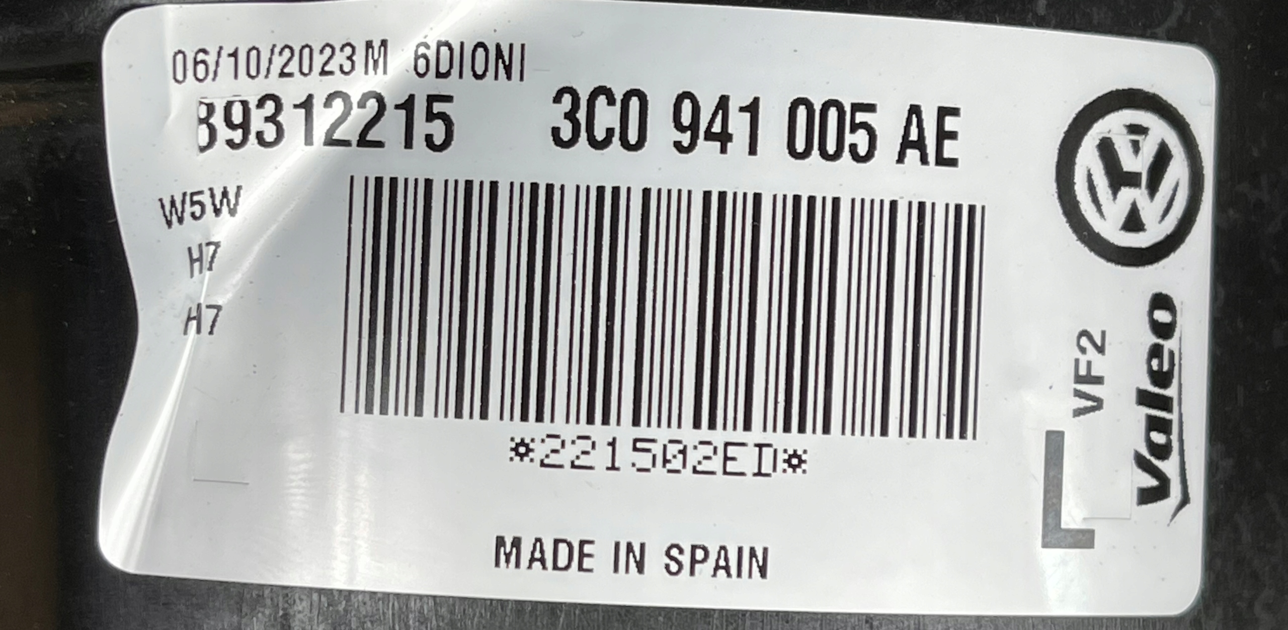 VALEO VW PASSAT B6 2006 - 2010 light left 3C0941005AE 06.10.2023