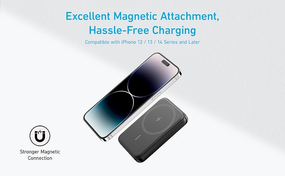 ANKER Kompatybilny Bezprzeowdowy Magnetyczny Powerbank Czarny 5000 mAh — miniatura 8
