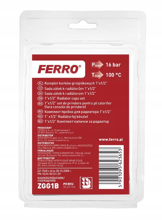 FERRO ZESTAW KORKÓW GRZEJNIKOWYCH 1"x1/2" ZGG1B Typ korek