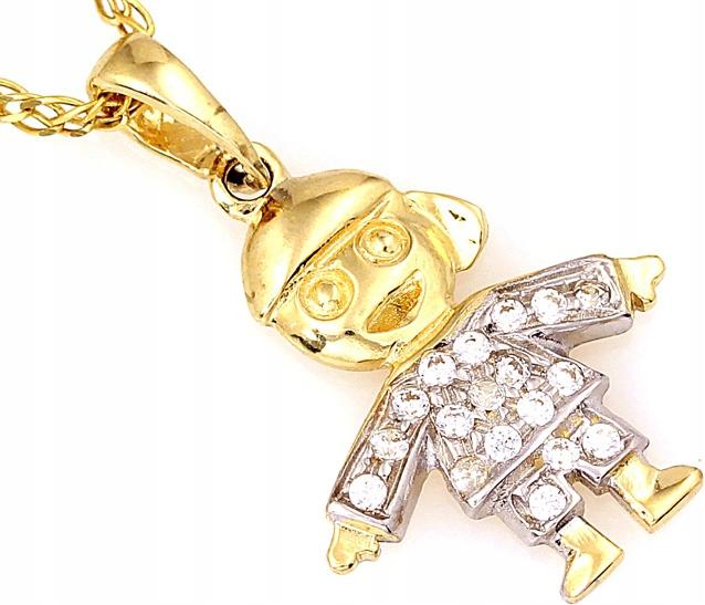 Přívěsek zlatý 585 chlapec dvoubarevný zirkon přívěsek módní vzor 14k