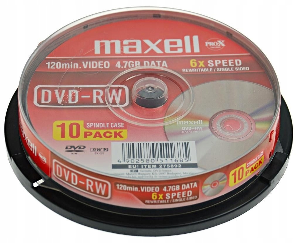 

Płyty Maxell Dvd-rw 4,7GB x6 Wielokrot zapis 10szt