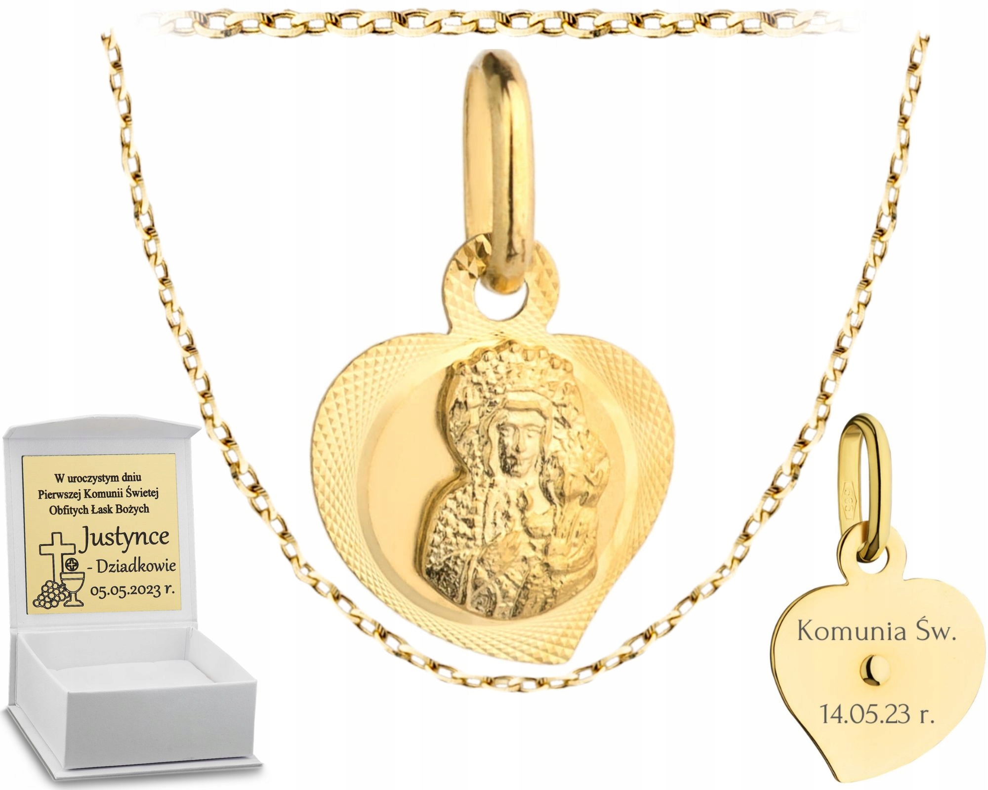 Zlatý Medailonek Srdíčko S Řetízkem Na Svatém Přijímání Pro Dívku 585