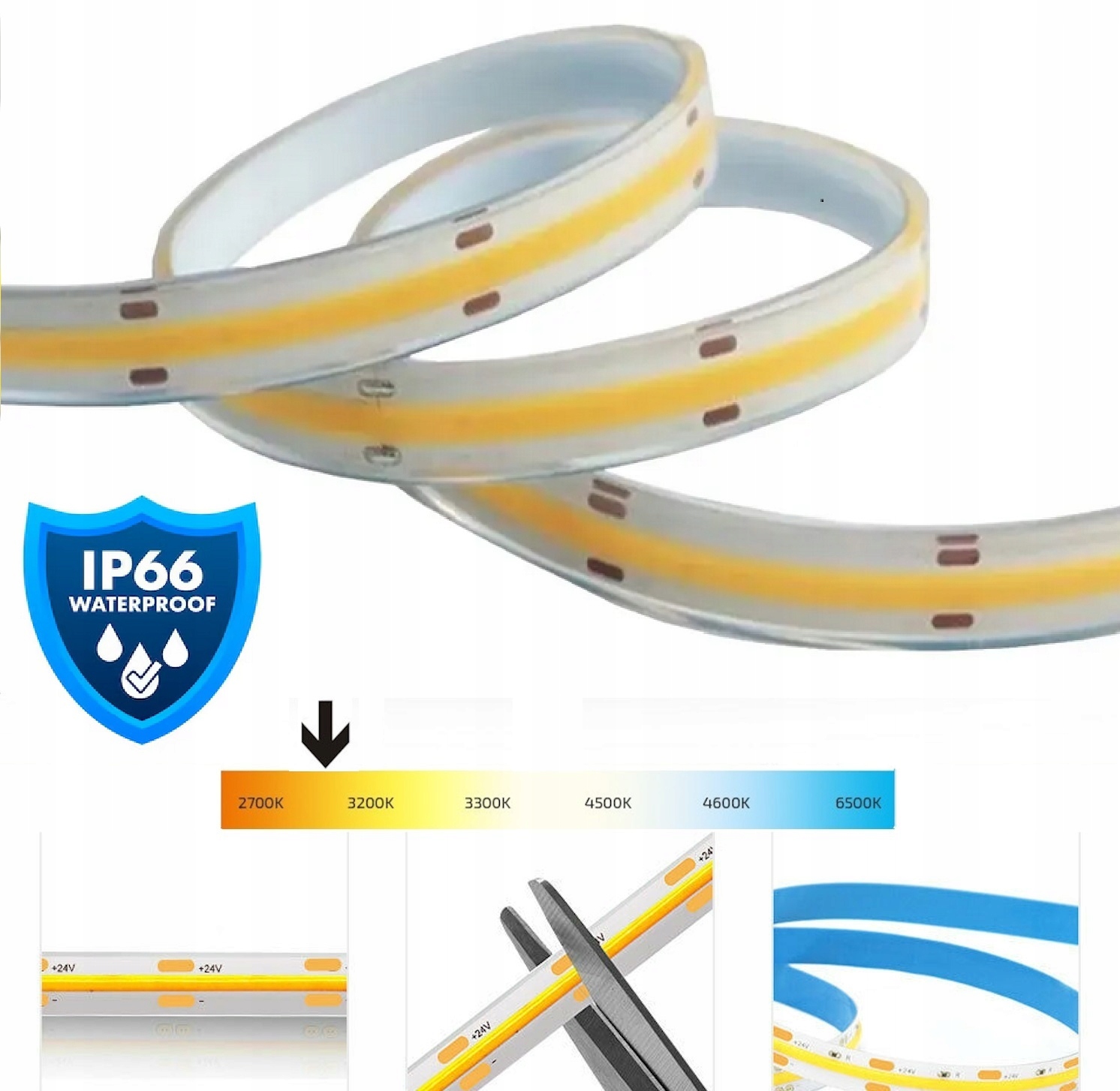 Taśma LED PRO COB 10W NEON WODOODPORNA IP66 3000k