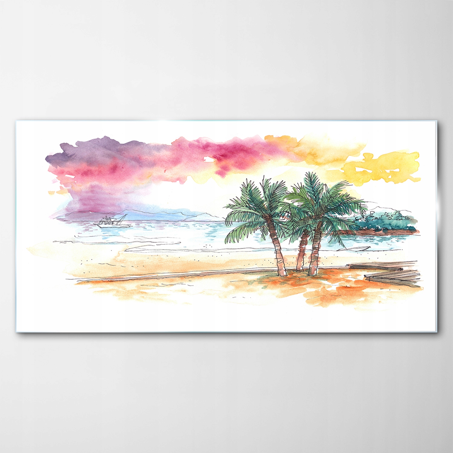 

Hartowany Obraz Szklany Plaża Zachód Słońca 140x70