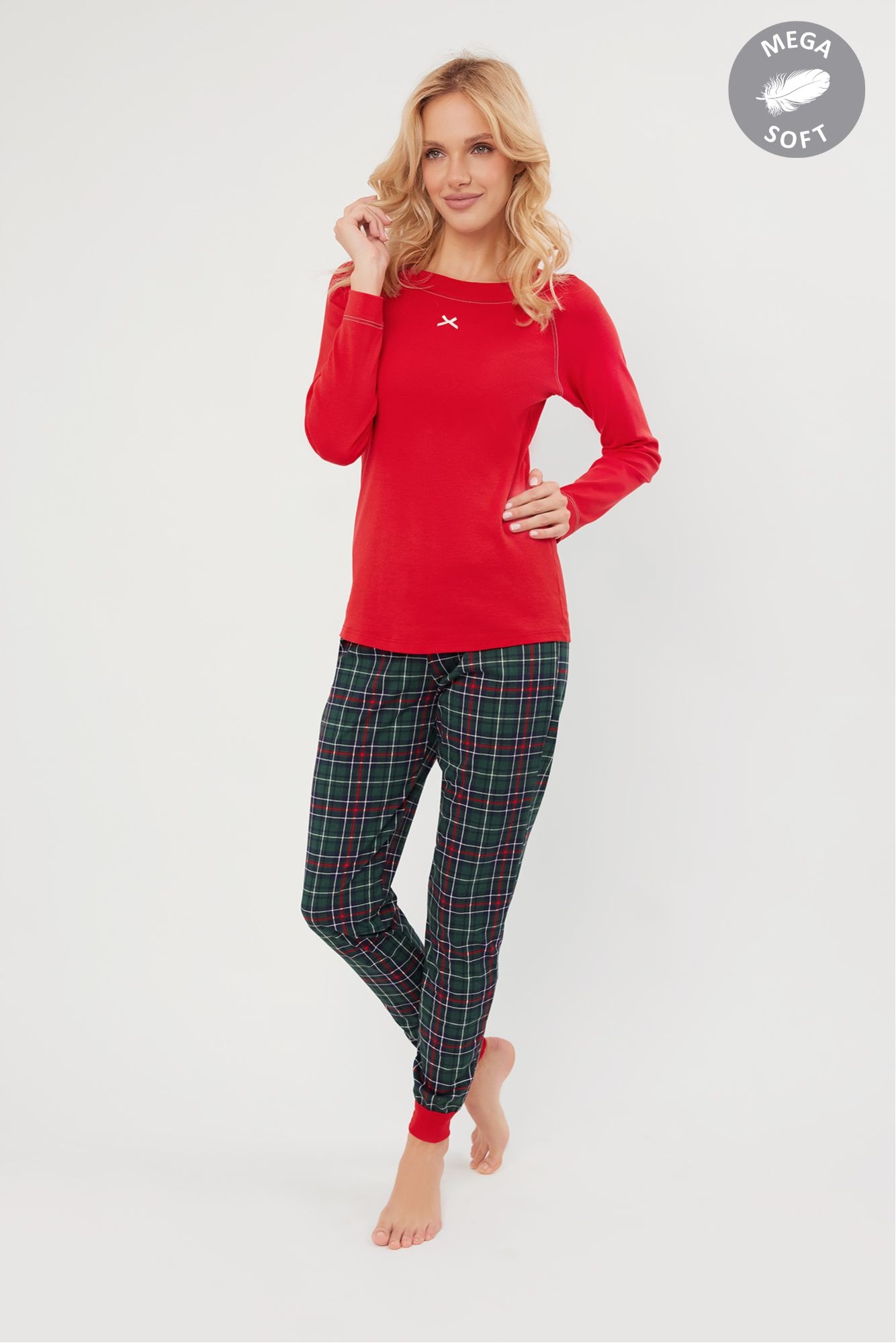 Pyžamo Foggia délka červená/potisk r L Italian Fashion