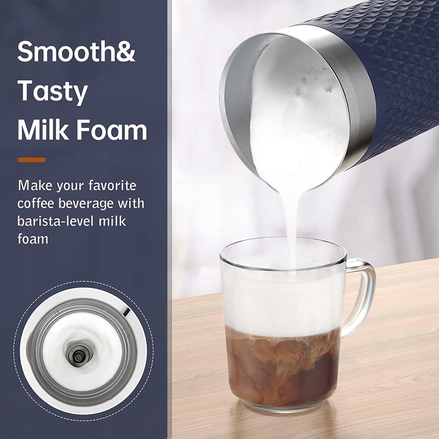 SIMPLETASTE 4-in-1 Electric Milk Frother for Latte, Cappuccino, Macchiato — miniatura 2