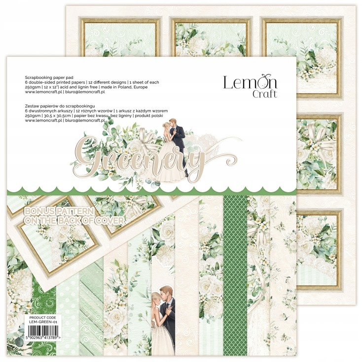 Lemoncraft -Blok papierów 15x20cm Elementy Do Wycinania Greenery