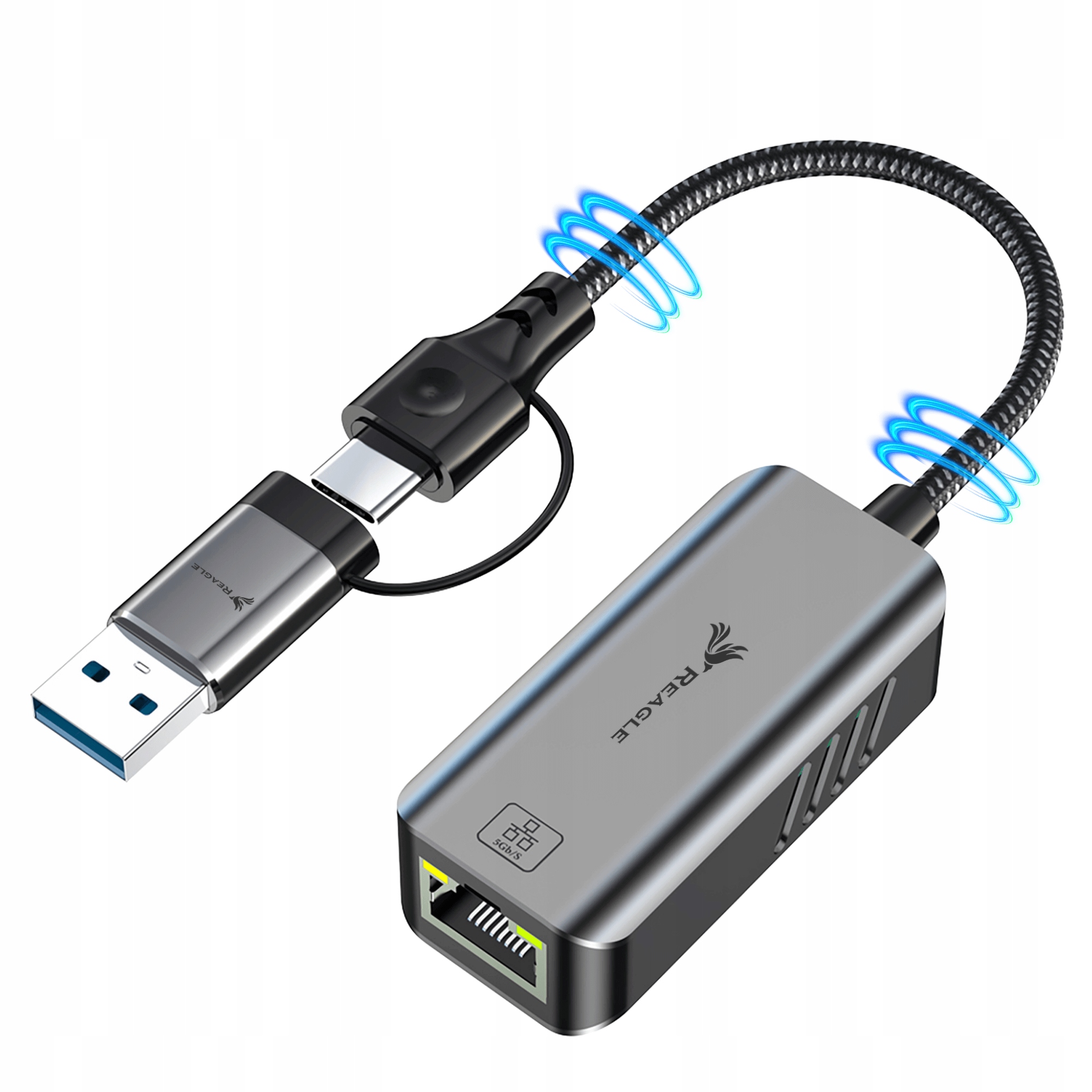 PRZEJŚCIÓWKA USB 3.2 ETHERNET ADAPTER KARTA SIECIOWA LAN RJ45 5Gb/s USB-C