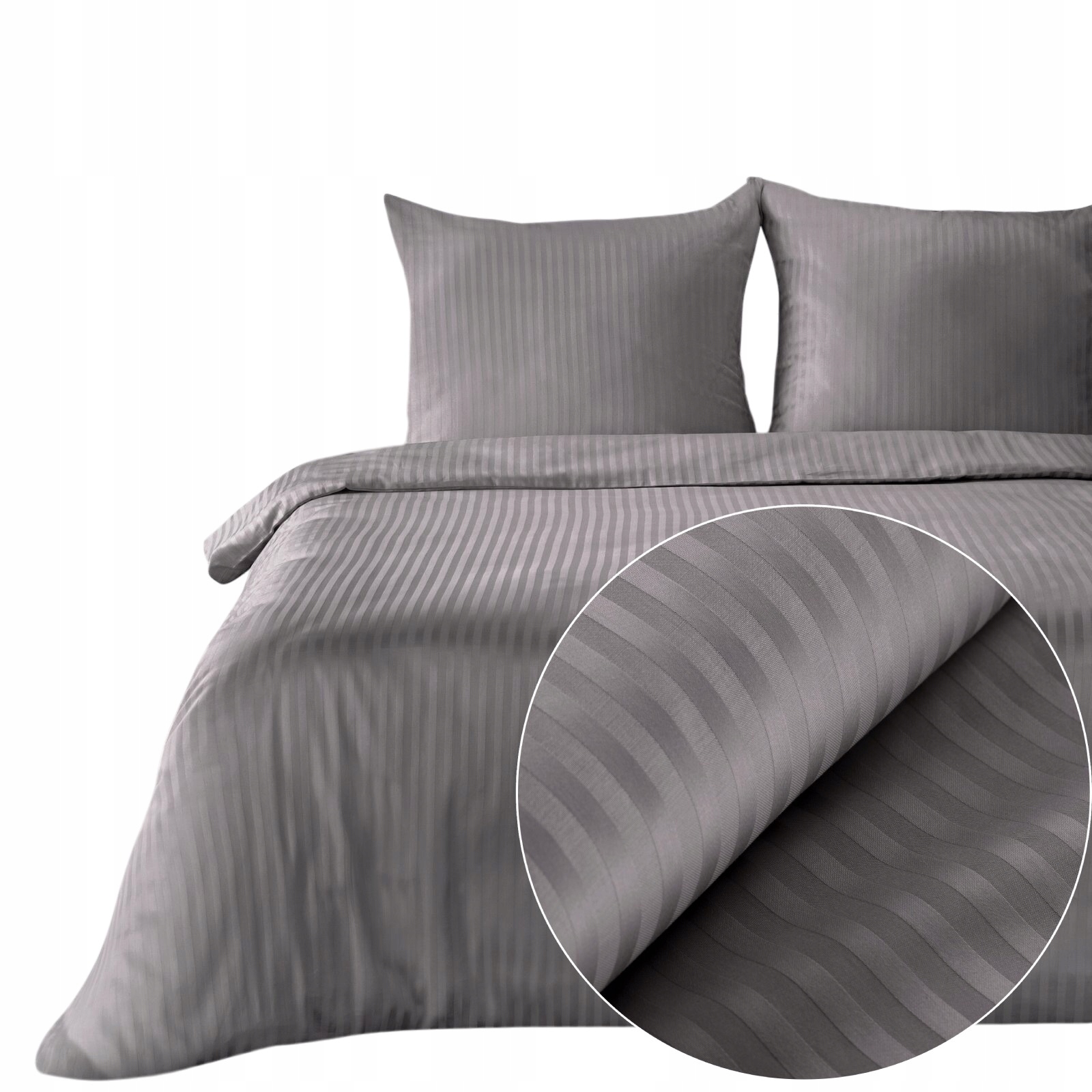 Sada Povlečení Z Bavlněného Saténu 160 X 200 cm Ocelová