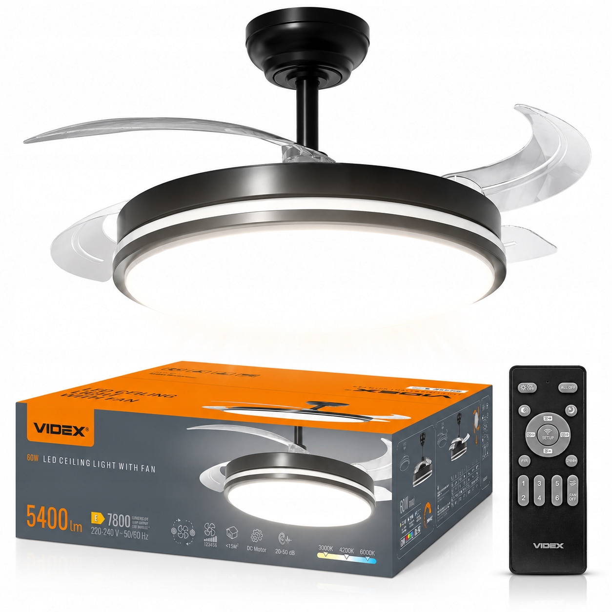 Lampa Sufitowa Led Z Wiatrakiem Wentylator Sufitowy Plafon 3 Barwy 106 cm