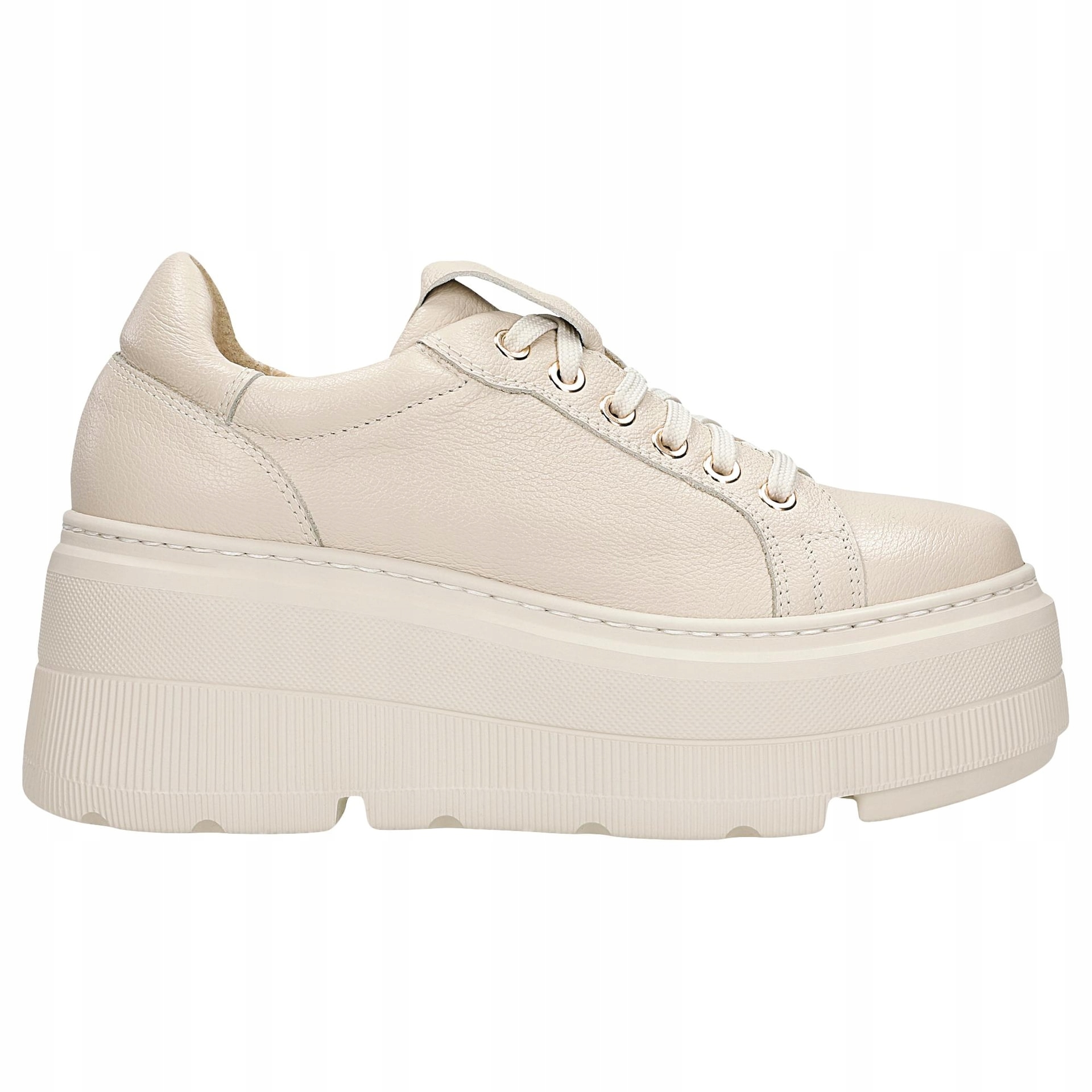 Béžové kožené tenisky na vysoké platformě vel. 41