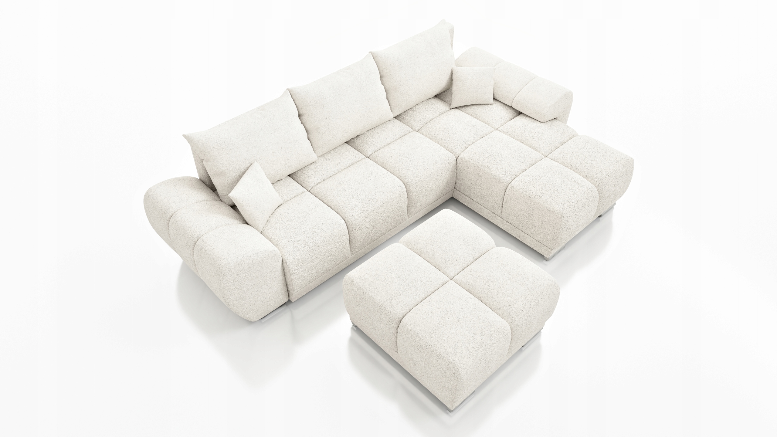 Rohová Sedací Souprava Rozkládací Roh Beránek Rohová Sedačka S Funkcí Spaní Honey L Velká Taburet