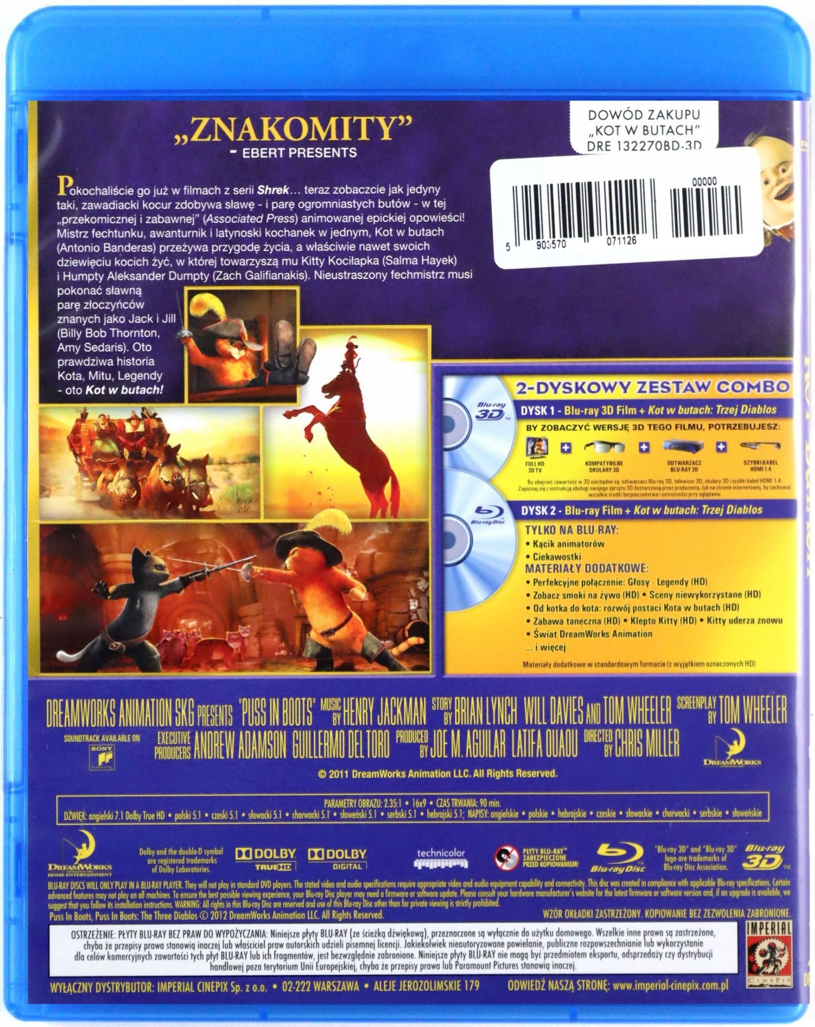 KOT W BUTACH 3D [BLU-RAY 3D]+[BLU-RAY] Stan opakowania oryginalne