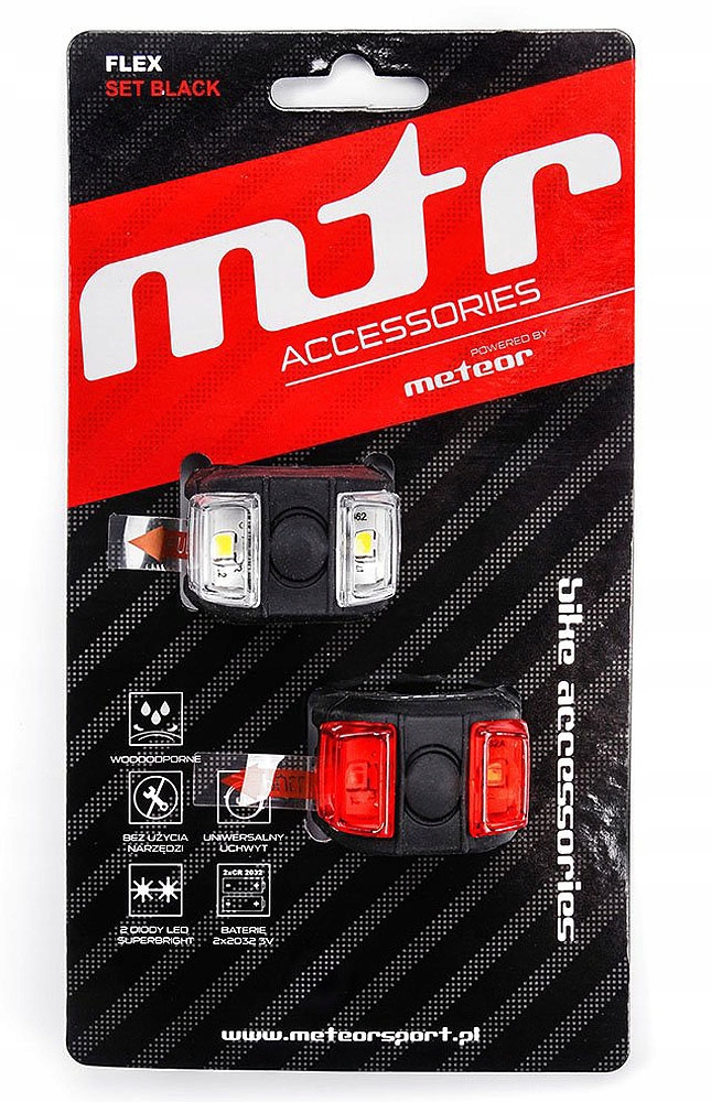 ZESTAW LAMPEK ROWEROWYCH DO ROWERU PRZÓD + TYŁ LED Waga 30 g