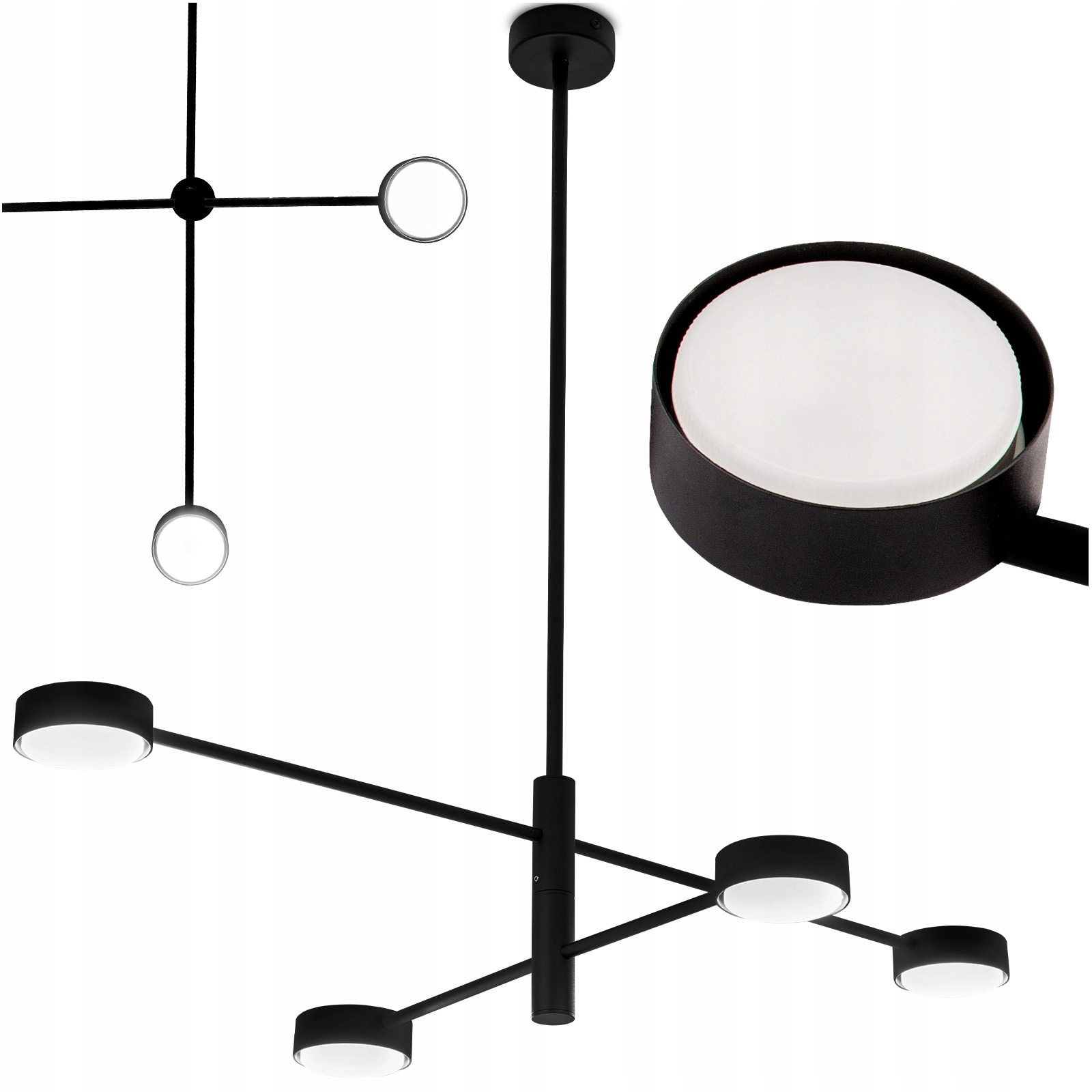 Závěsná lampa Lustr Halogenová Stropní Led svítidlo 4xGX53 Pohyblivá Loft