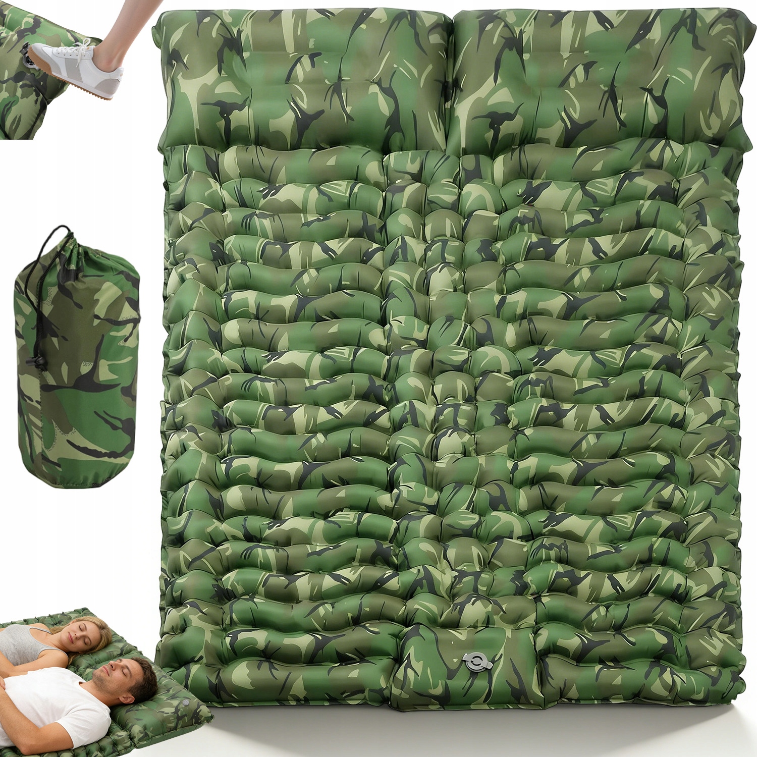 Matrace Dvojitá Samonafukovací Turistická Karimatka 200 X 130 CM