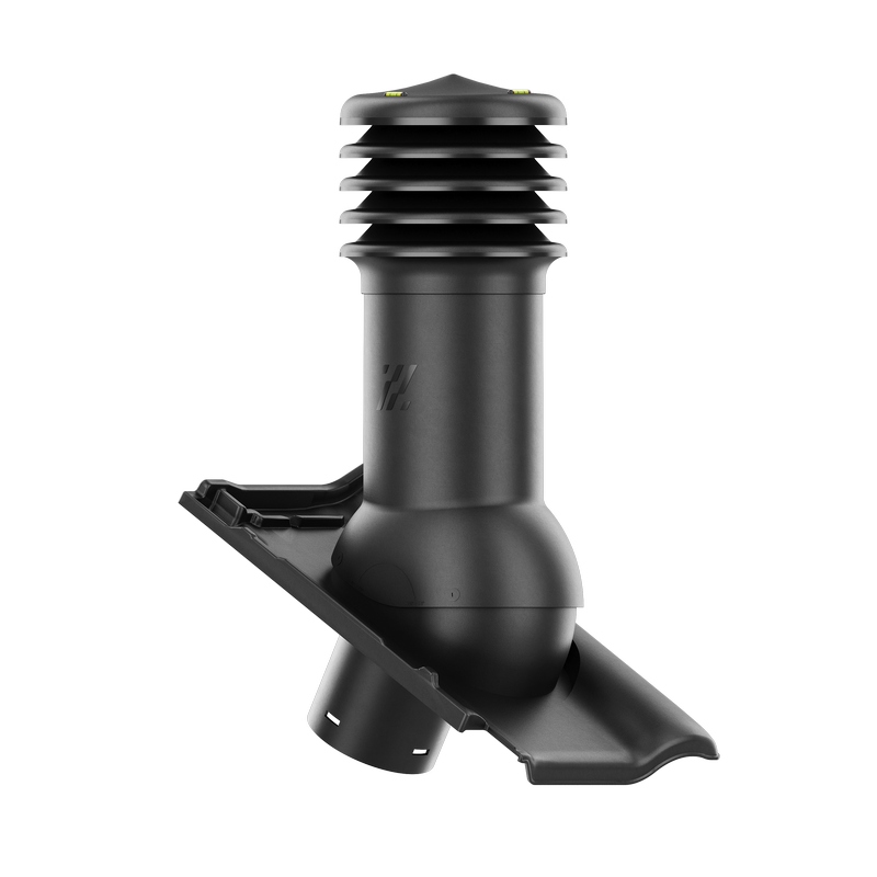 Vetrací krb HiVent pre keramickú strešnú krytinu Piemont fi 150 mm, čierny