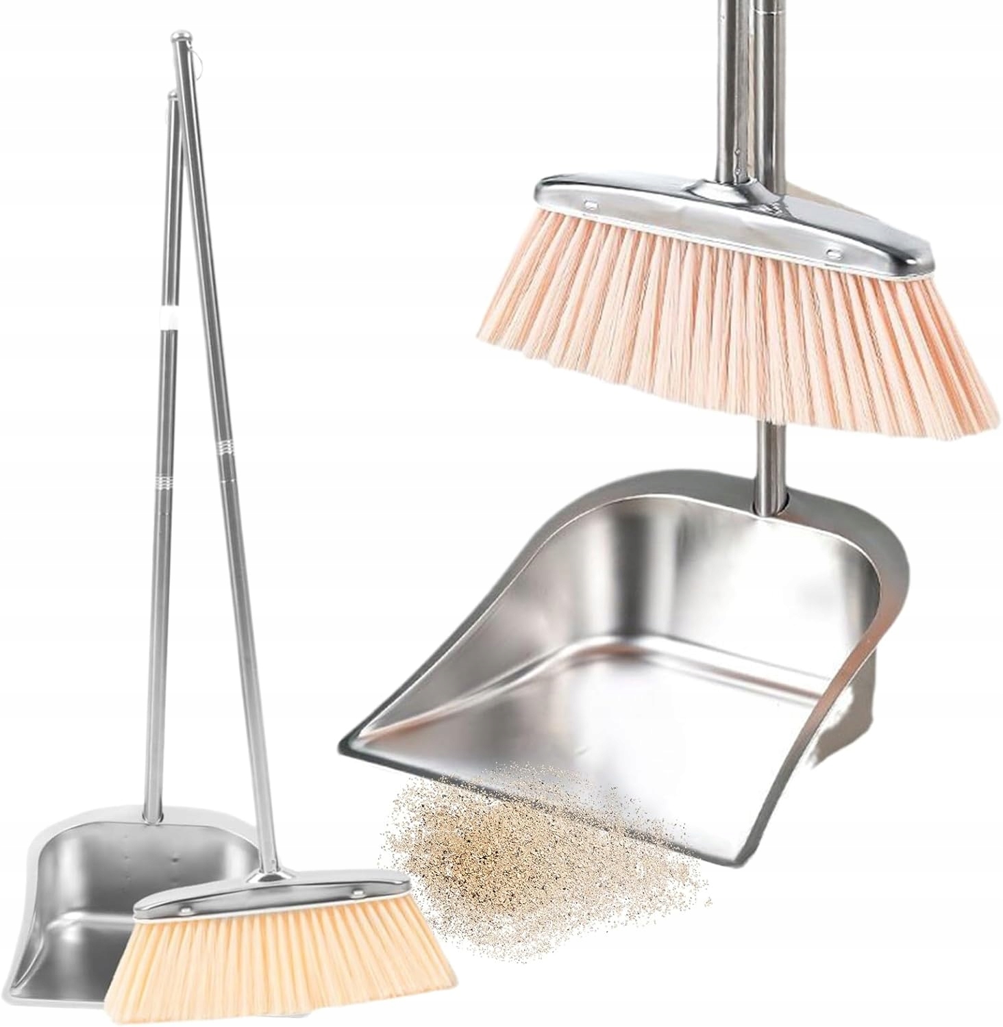 Sada Na Úklid A Zametání 114 CM Metla S Tyčí A Lopatkou Ocel