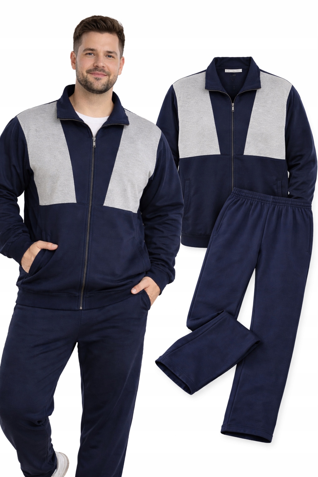 Tepláková Souprava 2XL Zateplená Mikina Zip Kalhoty Velké velikosti 44 46