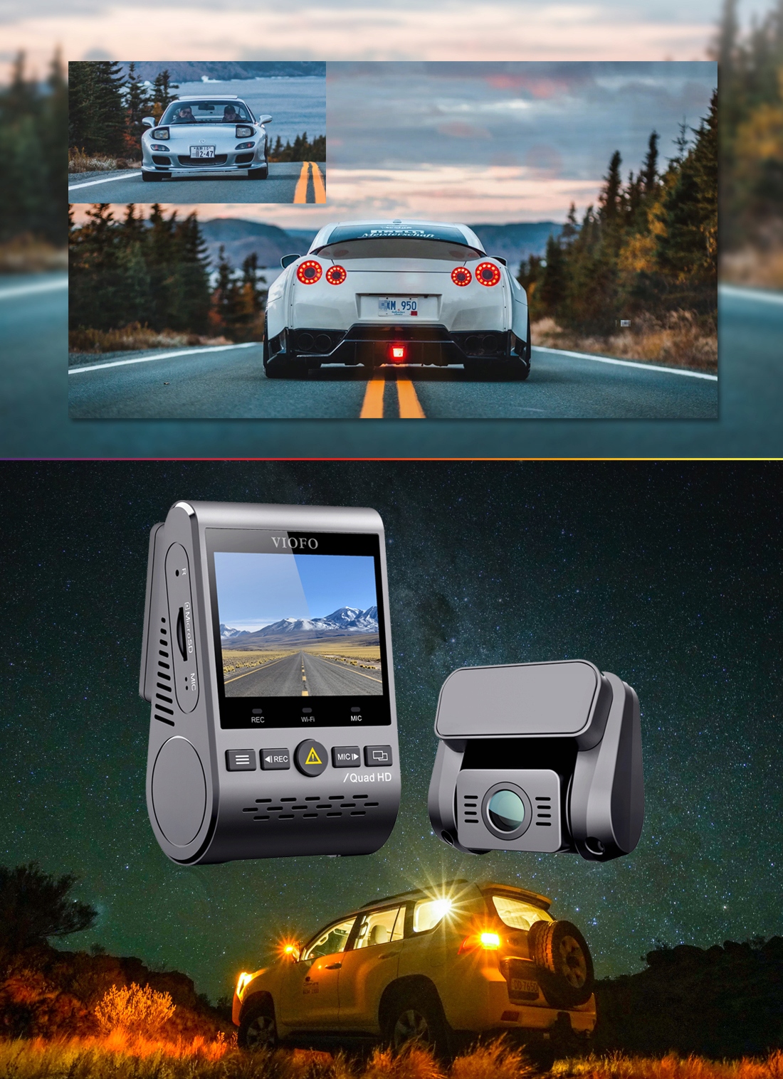 VIOFO A129 PLUS-G DUO KAMERA PRZÓD+TYŁ STARVIS Kąt widzenia 140°