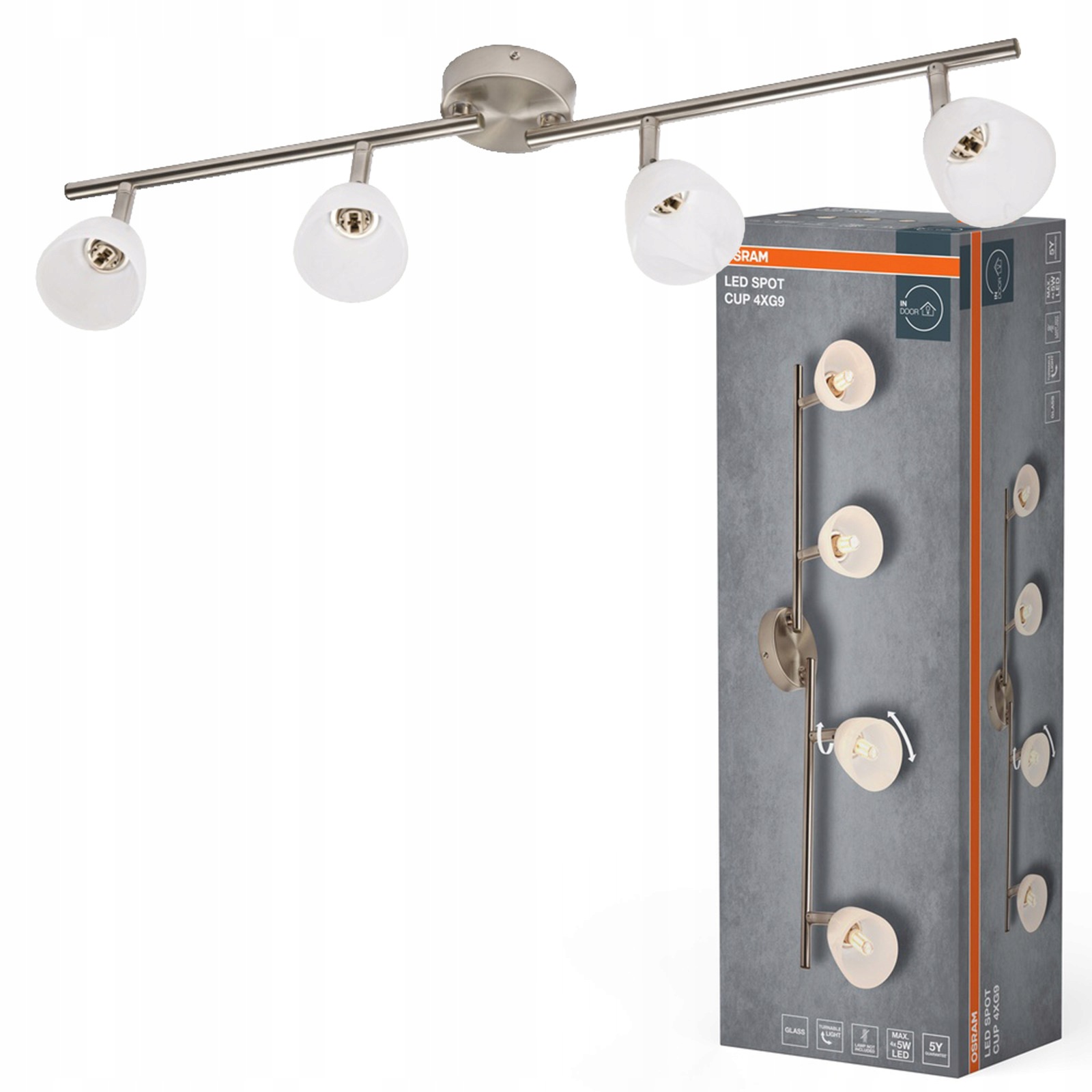 Nástenné svietidlo Stropná lampa Led reflektor Spot 4x G9 Nikel Cup Osram