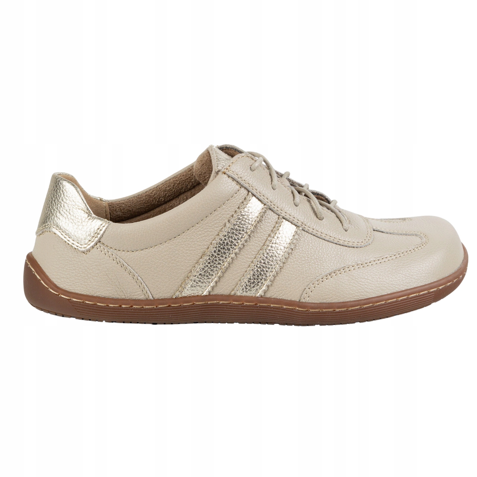 Dámské barefootové boty Olivier 1287 kožené, široký přední díl, béžové, velikost 40