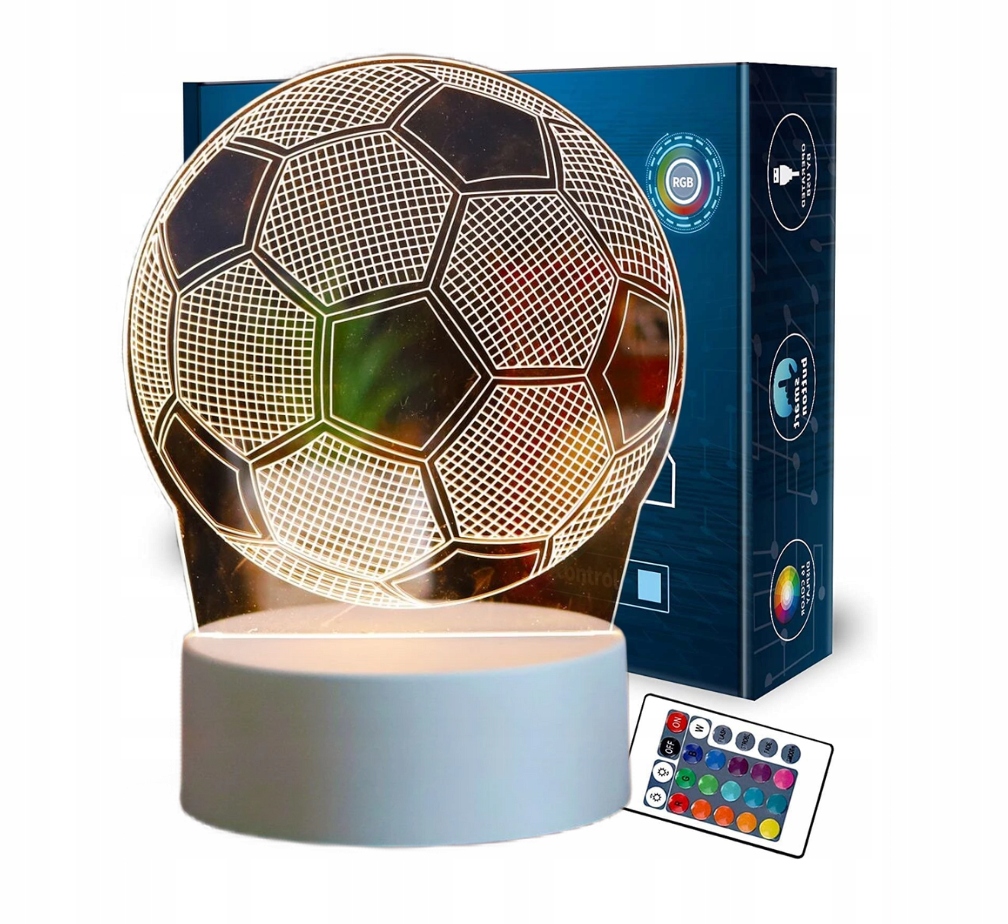 

Magiczna Lampka Led Piłka Nożna Podświetlany 3D