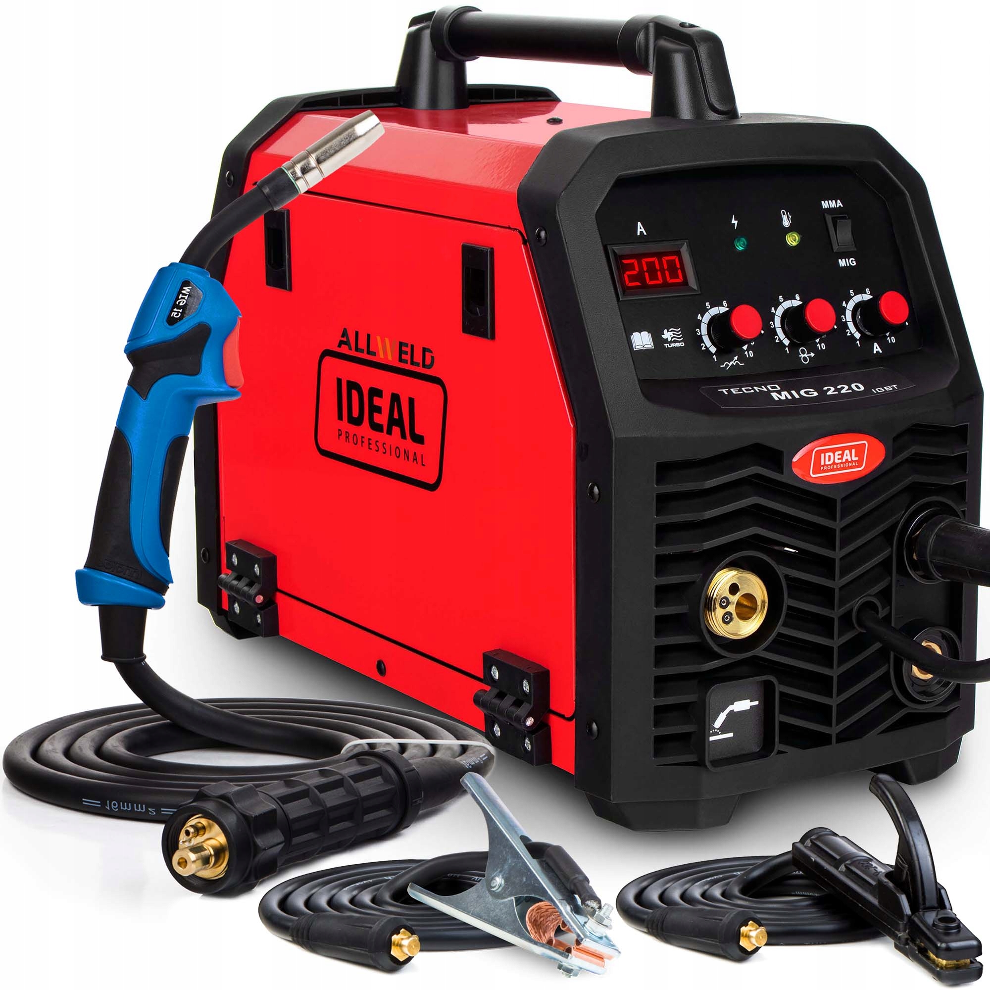Svařovací Stroj Migomat Ideal Tecno Mig 220 Mma Digital Flux 220A 230V Alu Igbt