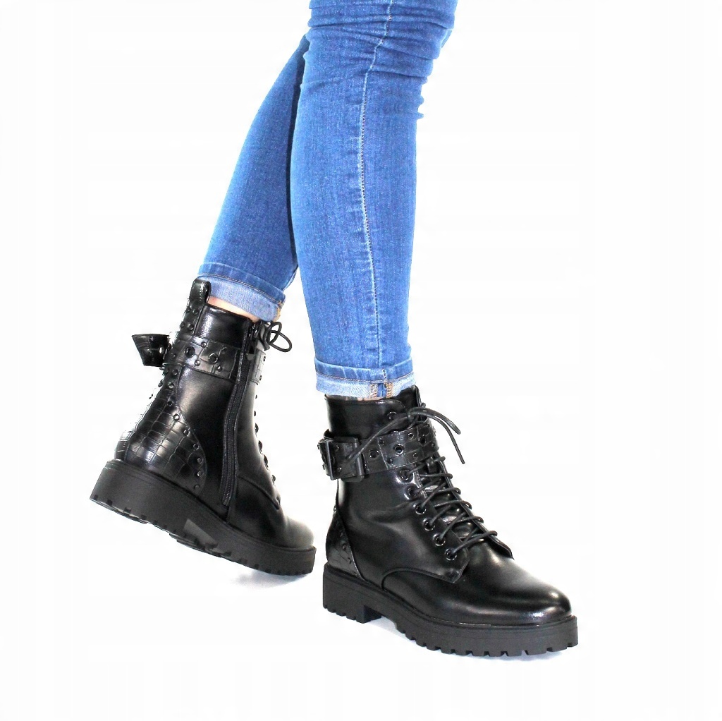 

Mega Wygodne Damskie Workery Botki Tapery black 37