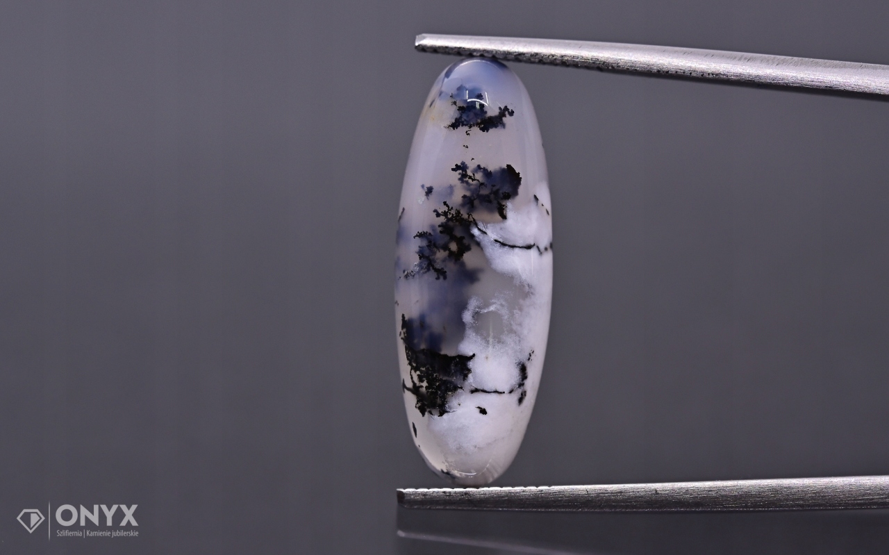 Dendritový achát z Turecka kabošon ovál 21,5x8 mm