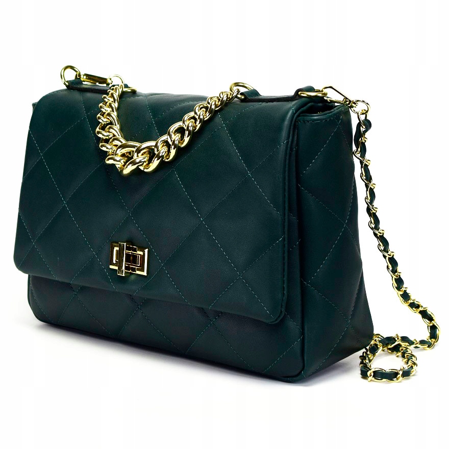 WŁOSKA TOREBKA SKÓRA PIKOWANA SZMARAGD XXL 480Y Marka Massimo Connti