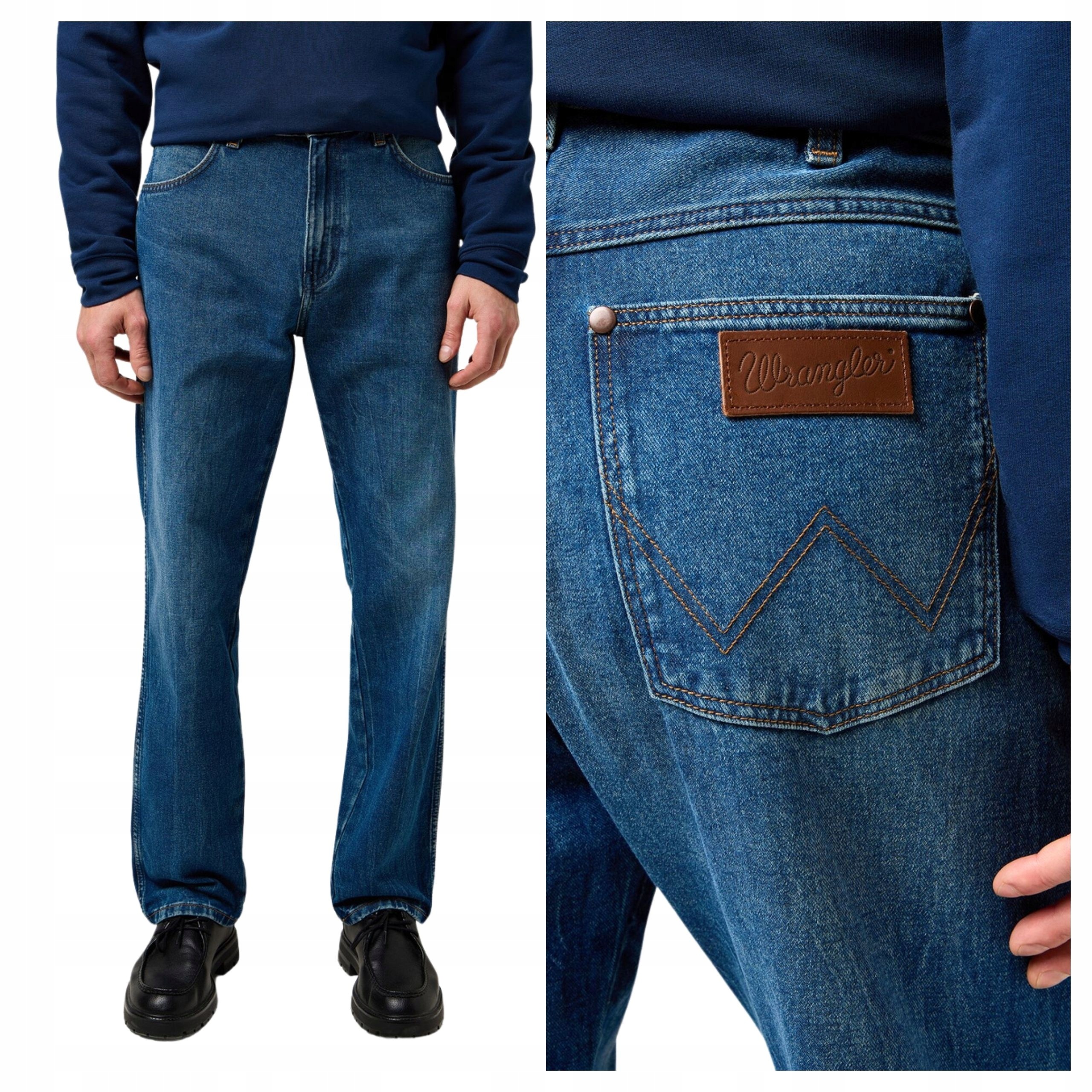 Pánské kalhoty Wrangler Frontier Modré Klasické Džíny Jednoduché W32 L32