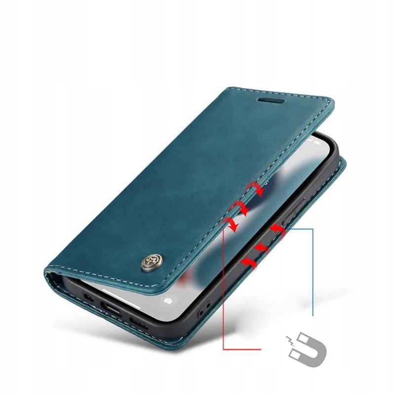 ETUI PORTFELOWE SKÓRZANE CASEME SMART MAGNET DO SAMSUNG A55 5G + SZKŁO Kolor niebieski