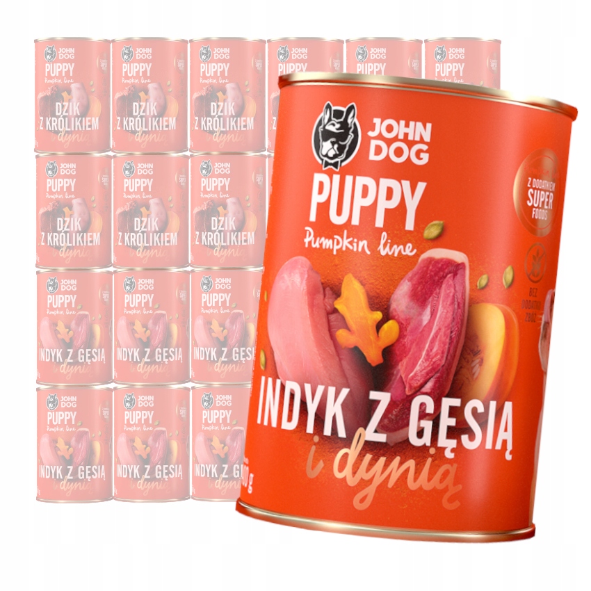 Levně John Dog Puppy MIX 2 Příchutí Divočák S Králíkem A Krůta S Husou 24x400g