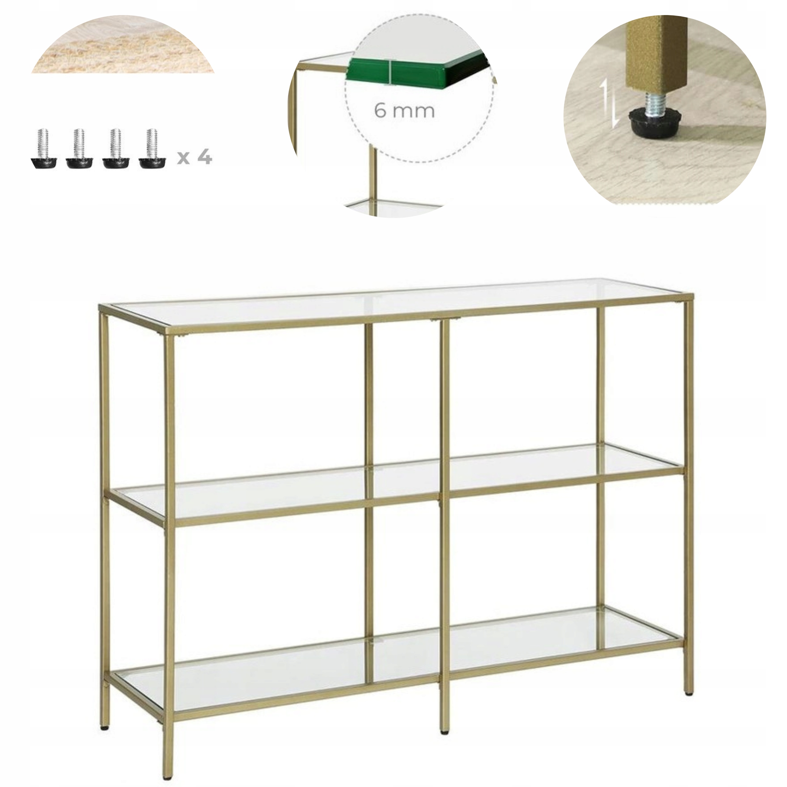 Konzola do predsiene, obývačky, sklenená polička, stolík Vas