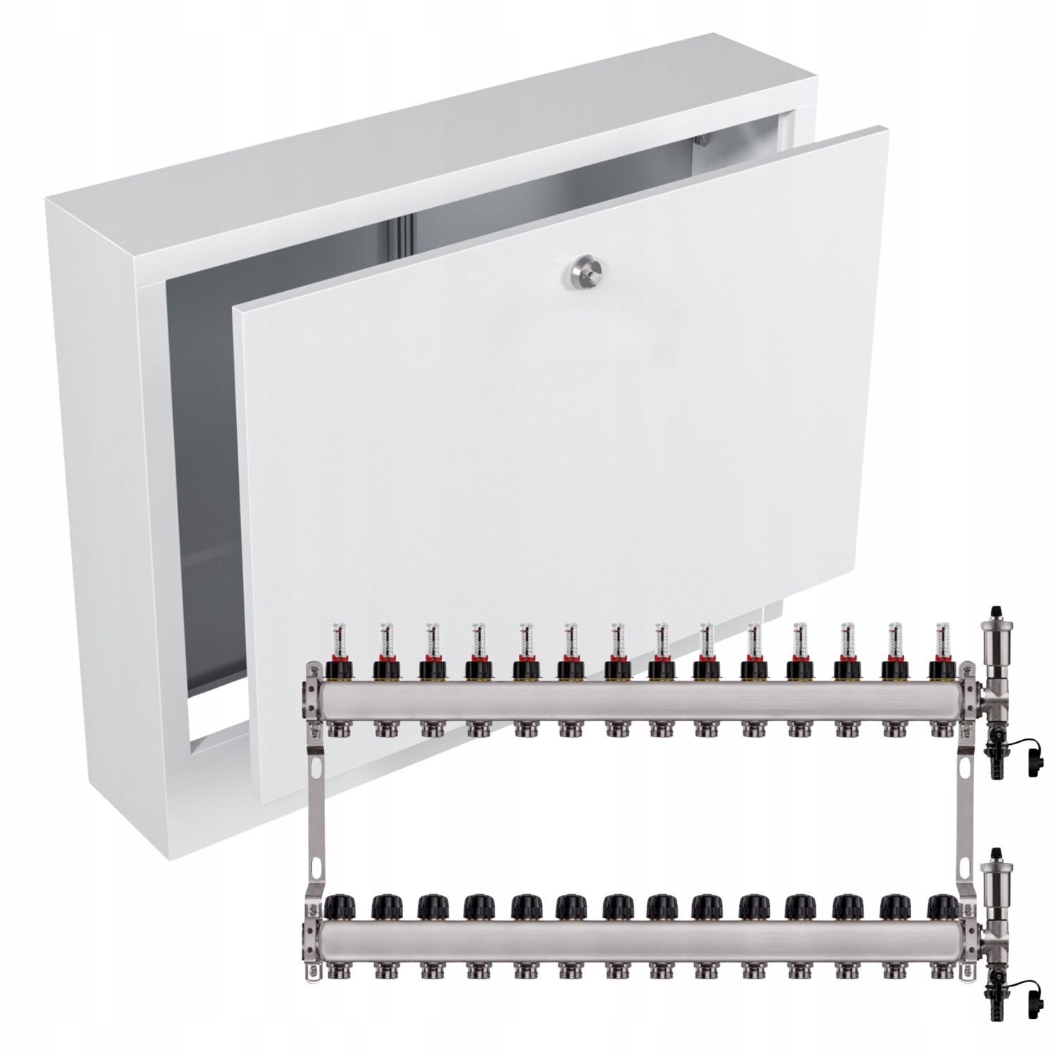 Nerezový Rozdělovač Podlahovky 14+ Nástěnná Skříňka Bílá