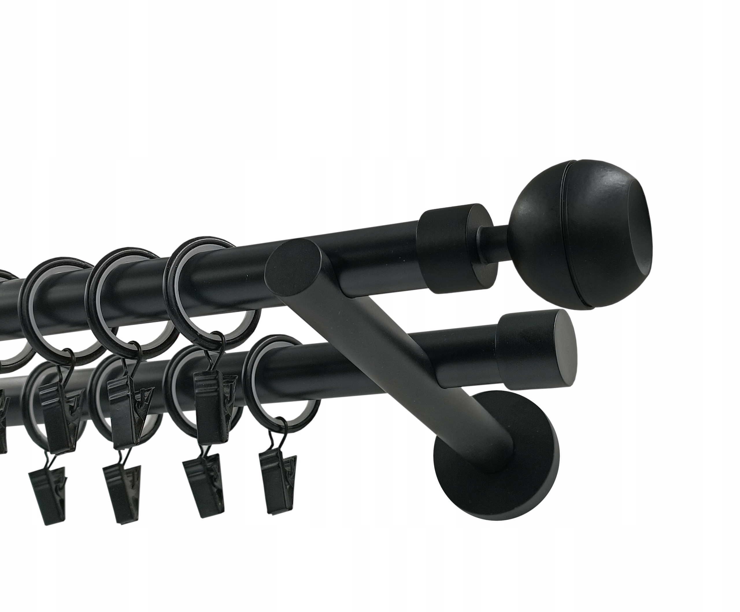 Garnýž dvojitá Kovový 19+19 mm Černý Mat 360 cm Kula Optic