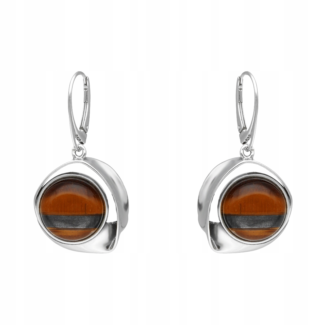 Stříbrné náušnice s tygřím okem elegantní šperk s kamenem, stříbro