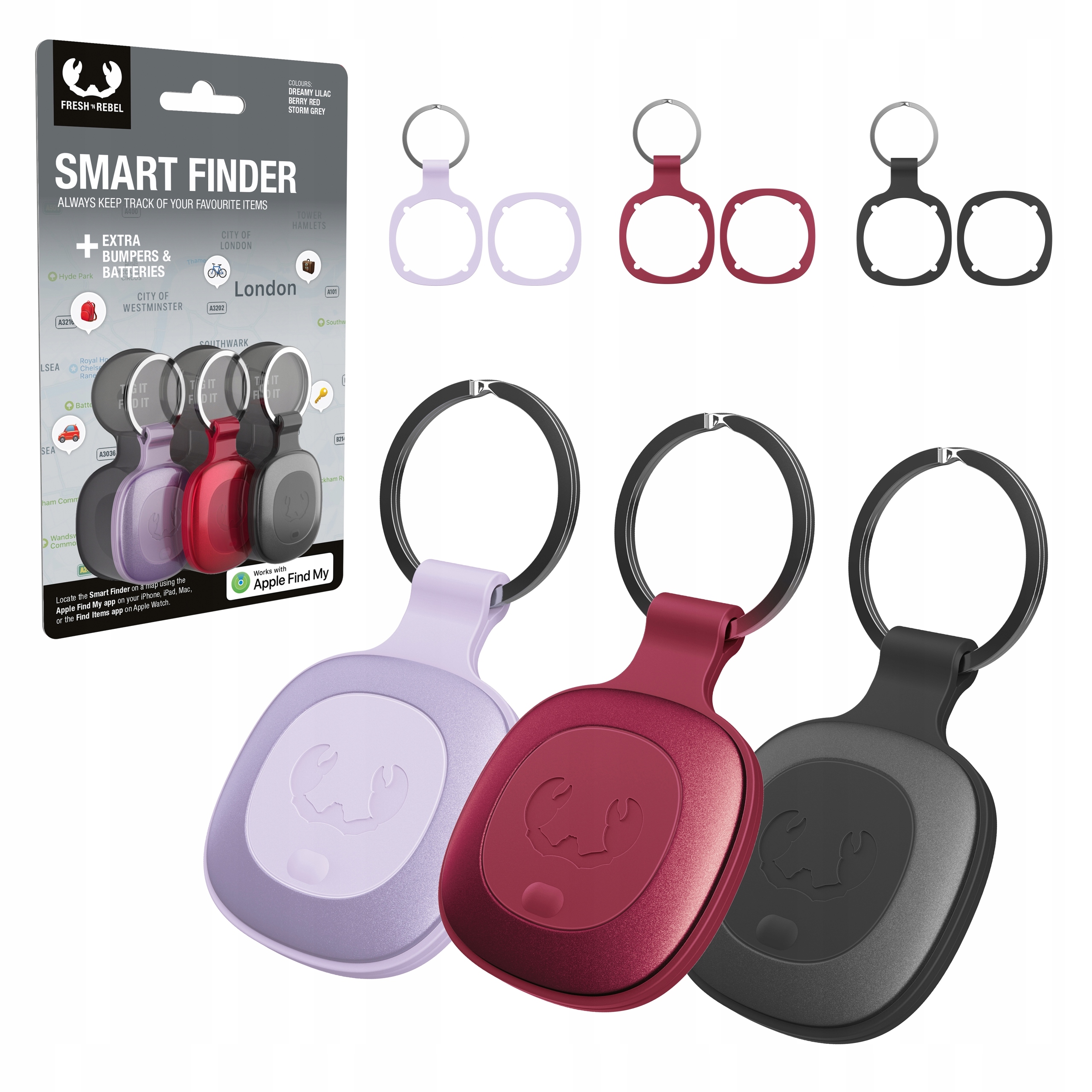 Fresh N Rebel 3 Sztuki Lokalizator Smart Finder Tag Z Obsługą Apple Find My