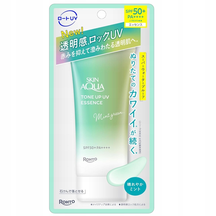 Rohto Skin Aqua Tone Up Uv Essence Mint Green SPF50+ Pa ++++ 70g