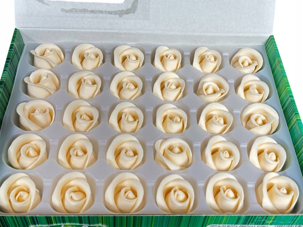 Id_237dp Cukrové Růže 30ks Dort Dekorace Růže Ecru Ekri Krémové Ozdoby