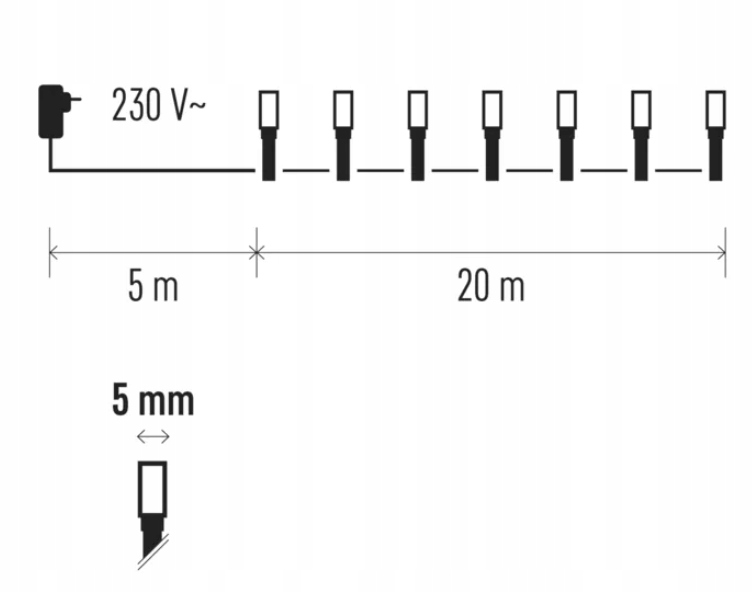 Lampki choinkowe APP 200 LED 20m IP44 timer Zastosowanie na zewnątrz