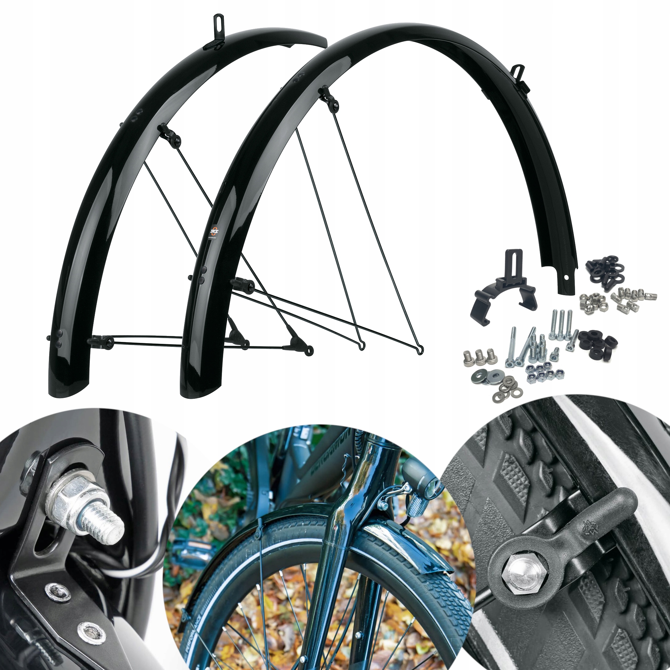 Błotnik rowerowy Błotniki przedni tylny Sks 26" 53 mm Komplet śruby pręty