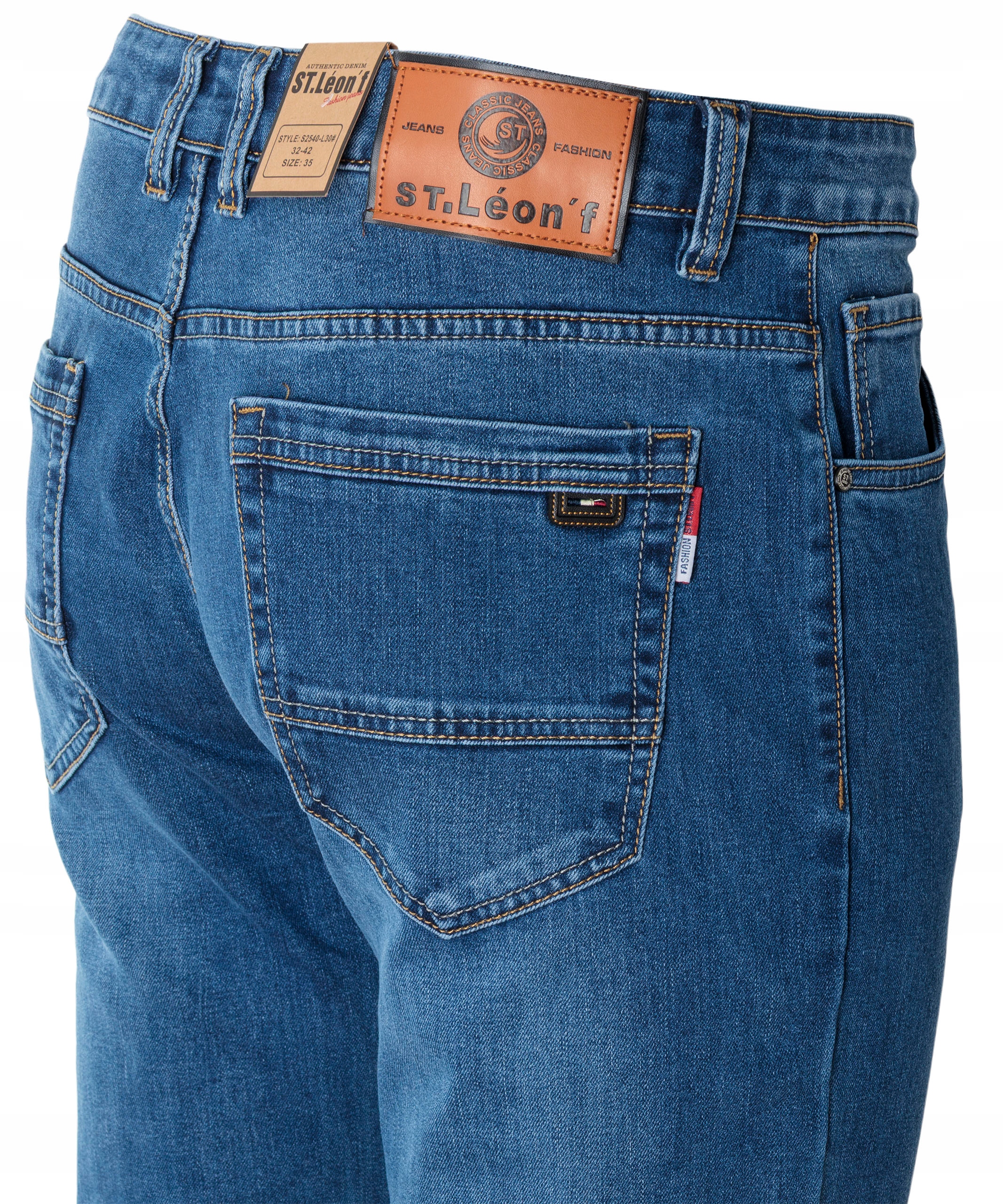 Spodnie męskie Jeansowe Klasyczne Niebieskie Bawełna Jeans Blue W35 88-94cm