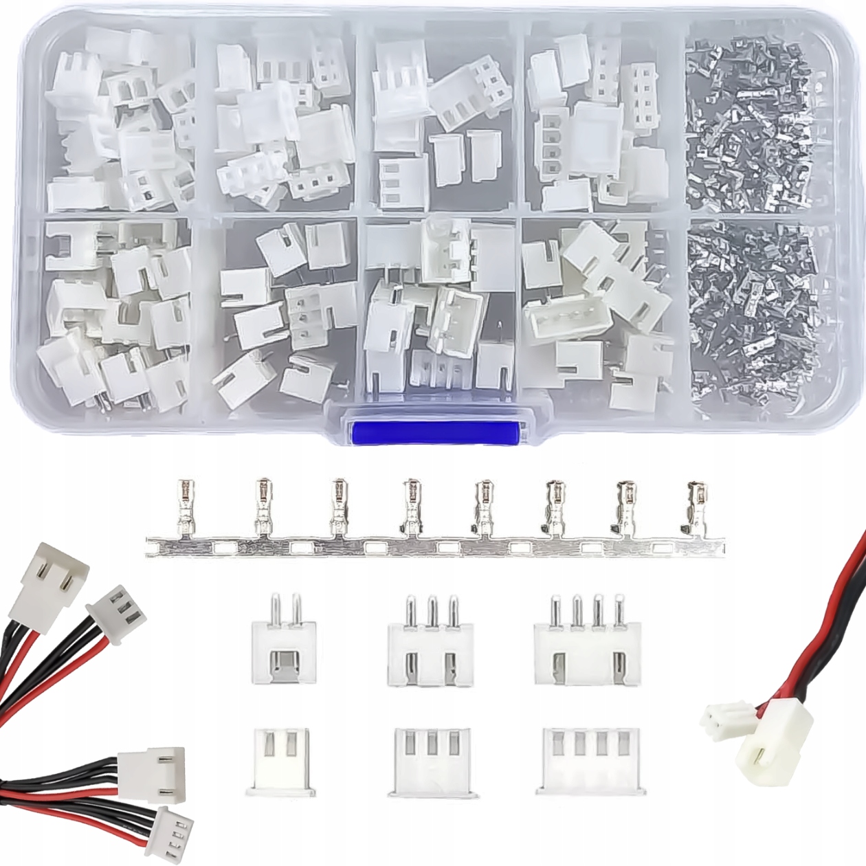 Złącza Jst Xh Raster 2.54 mm 2 3 4 Pin Konektory Styki Zestaw 250szt.
