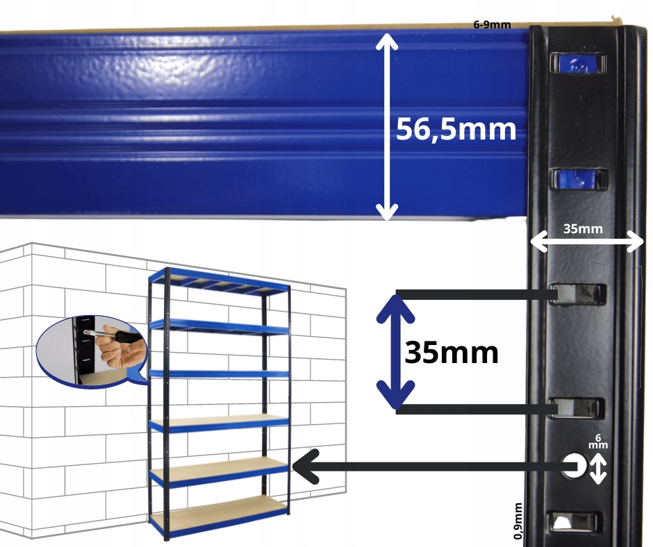 Regał metalowy magazynowy stojak HELIOS 180x110x50cm 5Px350kg TRWAŁY POLSKI Głębokość produktu 50 cm