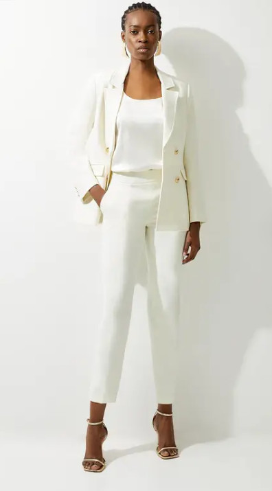 Krémové Kalhoty S Vysokým Pasem Karen Millen M