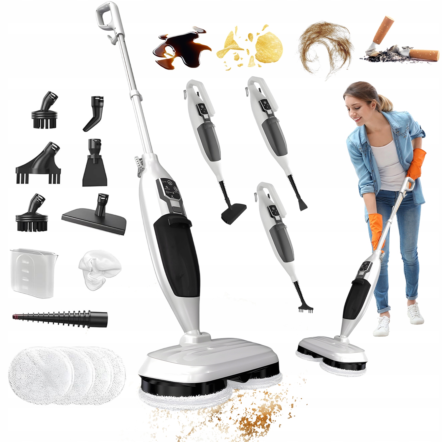 Rotační Parní Mop 1300 W 550 ML Pro Úklid Domácnosti Bez Námahy