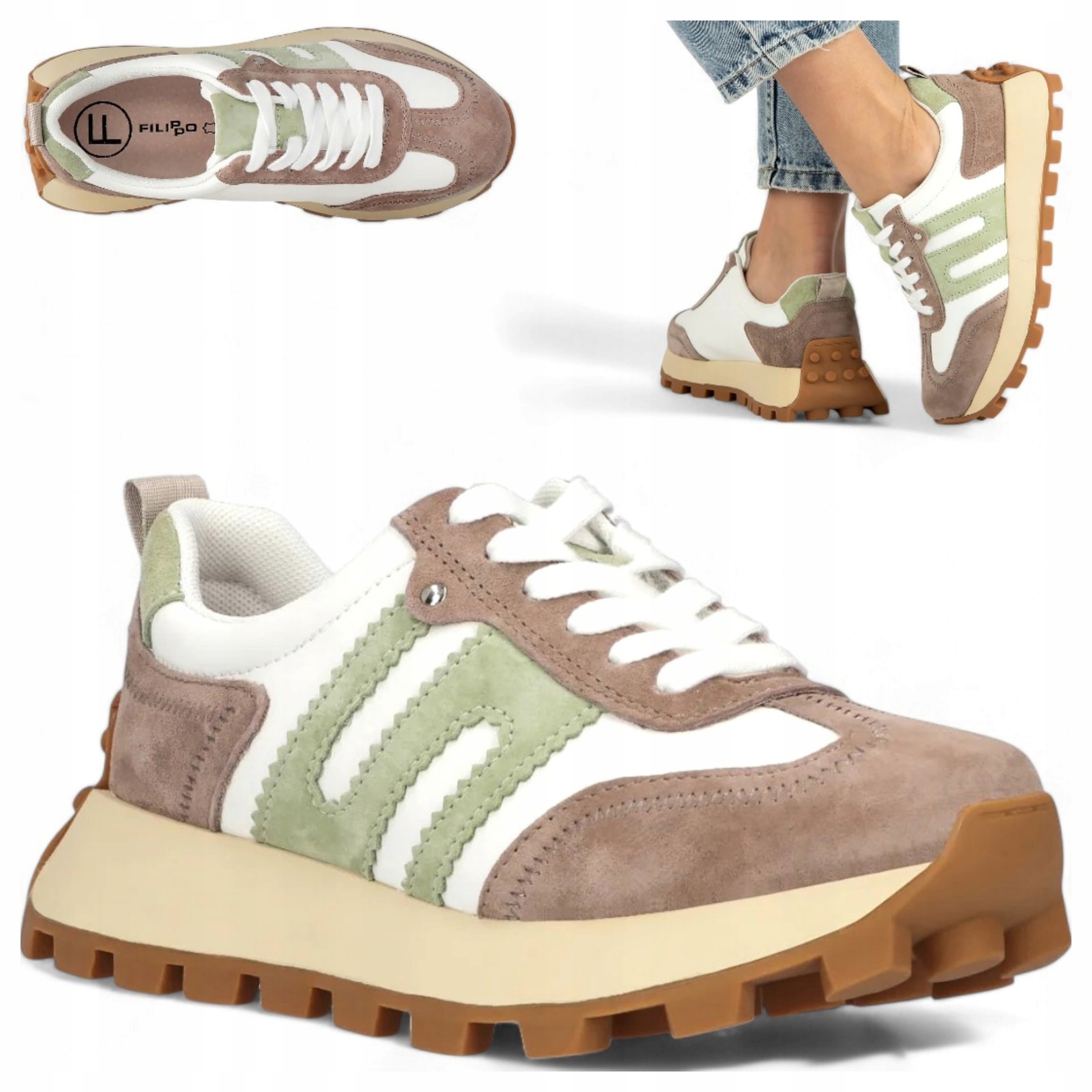 Dámské kožené tenisky 38 Filippo Pohodlné Béžové Sportovní polobotky Módní